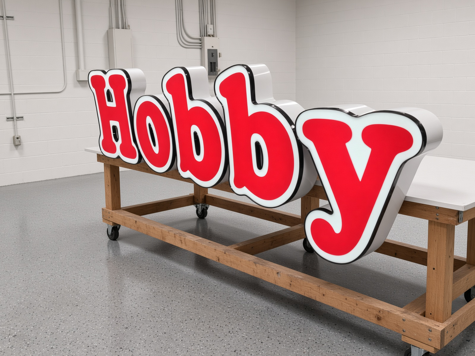 LED sign board illuminated