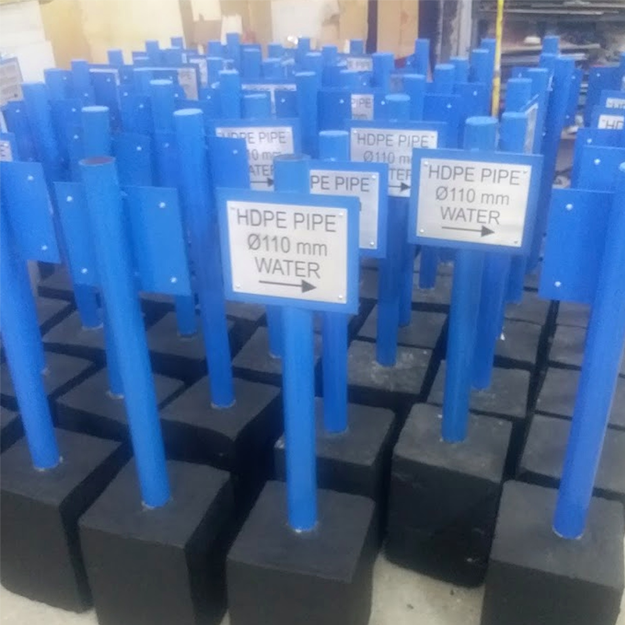 Underground Pipe Marker Post with SS Plate and Concrete Base